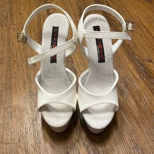 White platform heels